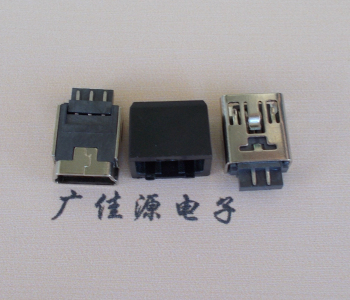 常德MINI USB 5Pin接口 带护套焊线母座 B型180度铜壳