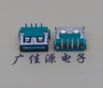 常德USB2.0接口|AF90度母座|卧插直口|绿色胶芯