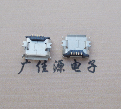 常德Micro USB 5PIN接口,B型垫高0.9mm鱼叉脚贴片雾锡卷边